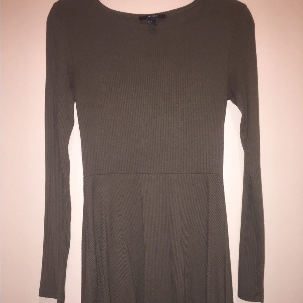 Forever 21 Long sleeve olive dress